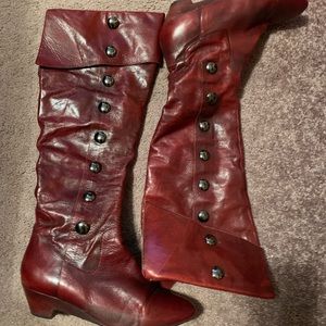 Leather Red Knee-high Boots Jessica Simpson